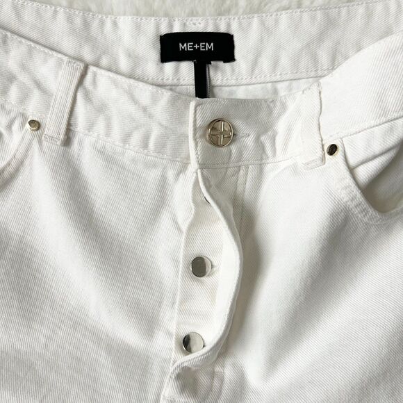 ME+EM A-Line Frayed Denim Button Fly Short White 100% Cotton Size 31 - Picture 3 of 5